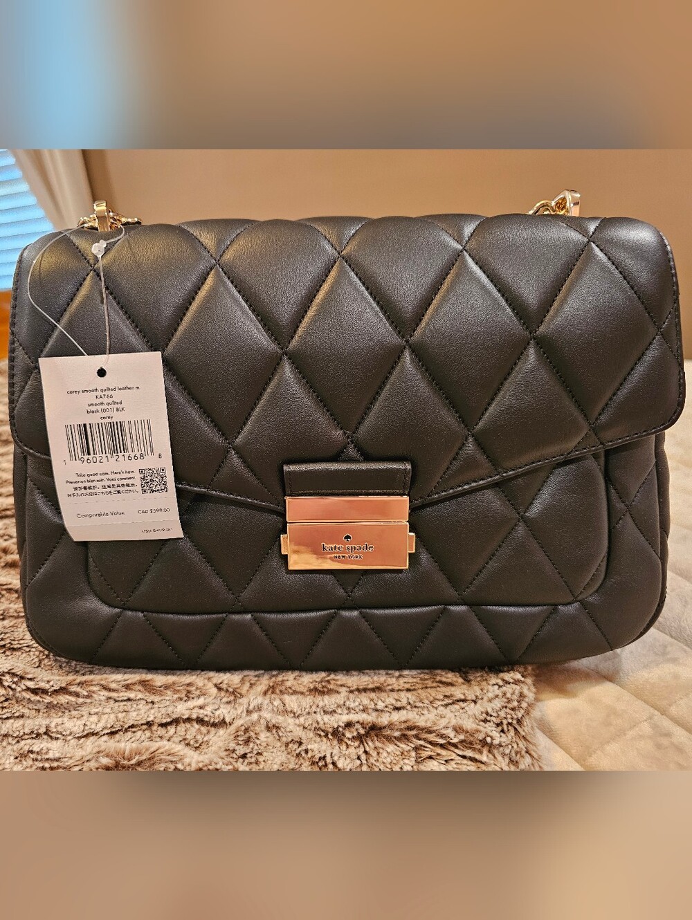 Kate Spade Quilted Leather Shoulder Bag in Black